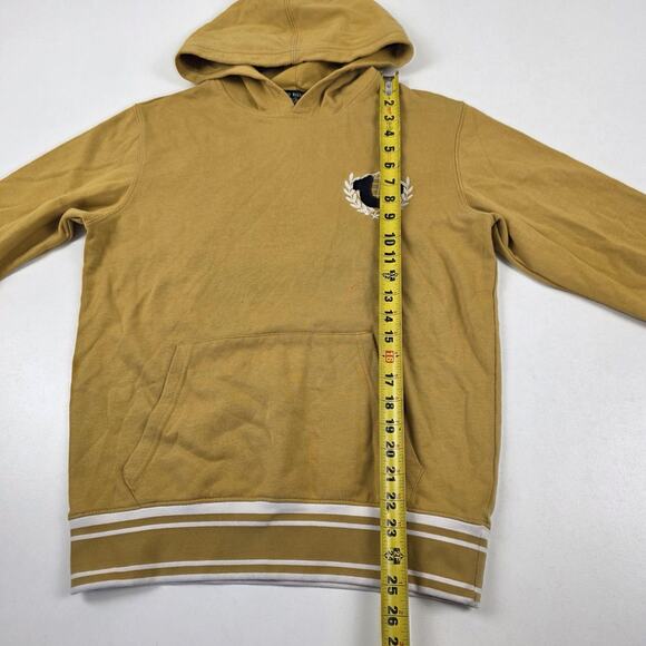 True Religion Hoodie Mens Small Tan Pullover Embroidered Logo Retro Streetwear - Picture 3 of 11